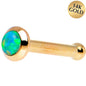 14k Yellow Gold 2mm Lime Synthetic Opal Nose Ring
