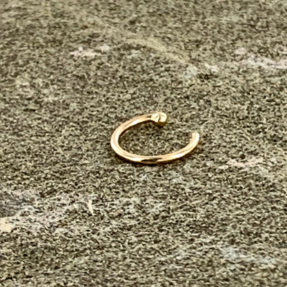20G 1/4 14k Solid Yellow Gold Nose Hoop