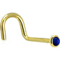 Solid 14K Yellow Gold 2mm Genuine Sapphire Nose Ring