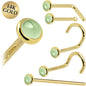 Solid 14K Yellow Gold 2mm Genuine Peridot Nose Ring