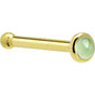 Solid 14K Yellow Gold 2mm Genuine Peridot Nose Ring