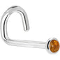 Solid 14K White Gold 2mm Genuine Citrine Saffron Nose Ring