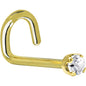 Solid 14K Yellow Gold 2mm Clear Cubic Zirconia Nose Ring