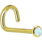 Solid 14K Yellow Gold 2mm Synthetic Opal Nose Ring