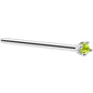 Solid 14K White Gold 1.5mm Genuine Peridot Nose Ring