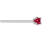 Solid 14K White Gold 1.5mm Diamond Cut Genuine Ruby Nose Ring