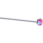 Solid 14K White Gold 2mm Fuchsia Synthetic Opal Nose Ring