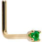 Solid 14K Yellow Gold 1.5mm Genuine Emerald Nose Ring