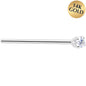 Solid 14K White Gold 2mm Genuine Diamond Nose Ring
