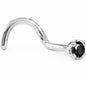 Solid 14K White Gold 1.5mm Genuine Black Diamond Nose Ring