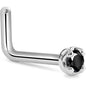 Solid 14K White Gold 1.5mm Genuine Black Diamond Nose Ring