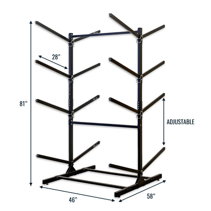 G-Watersport 8 Kayak & Canoe Rack | 8 Levels | Black