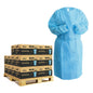Pallet Disposable Isolation Gowns with Elastic Cuffs - 20 Cases (3,600 Gowns) Universal Size Level 2 SMS - Blue