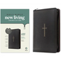 NLT Large Print Thinline Reference Zipper Bible, Filament Enabled (Leatherlike, Black Cross, Red Letter) - Imitation Leather