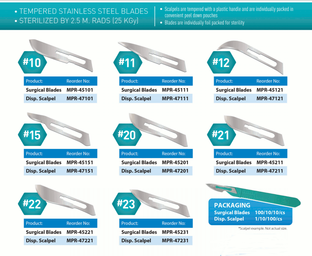 MedPride Surgical Stainless Sterile Blades - 100/box