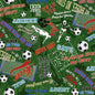 Green Soccer Words on Grass Fitness Fanatic 44"/45" Fabric Per Yard