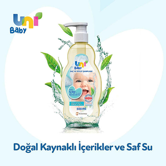 Uni Baby Shampoo 500ml - Natural, Hypoallergenic, Moisturizing Baby Care