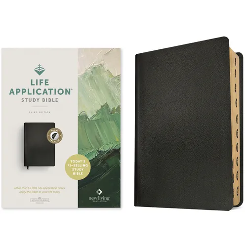 NLT Life Application Study Bible, Third Edition (Genuine Leather, Black, Indexed, Red Letter) - Leather