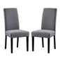 Set of 2 Modern Grey Fabric Upholstered Dining Chair with Black Wood Legs
