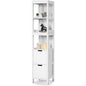 Bathroom Cabinet Tower with 2 Storage Drawers and 3 Shelves in White Wood Finish