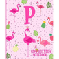 Composition Notebook P: Pink Flamingo Initial P Composition Wide Ruled Notebook - Paperback