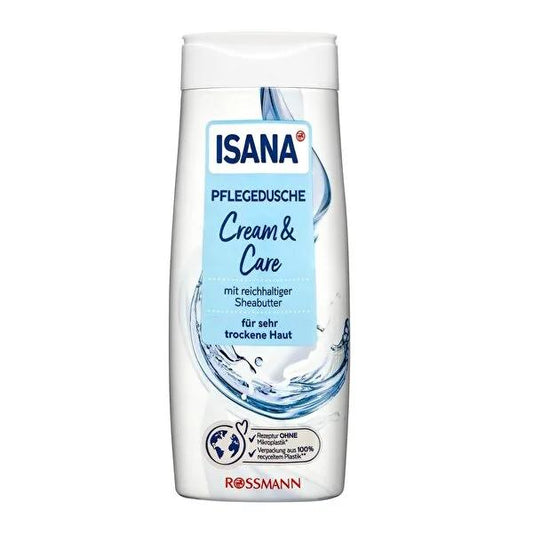 Isana Moisturizing Shower Gel for Dry Skin - Vegan, Dermatologically Approved, 10.14 fl oz