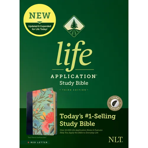 NLT Life Application Study Bible, Third Edition (Leatherlike, Teal Floral, Indexed, Red Letter) - Imitation Leather