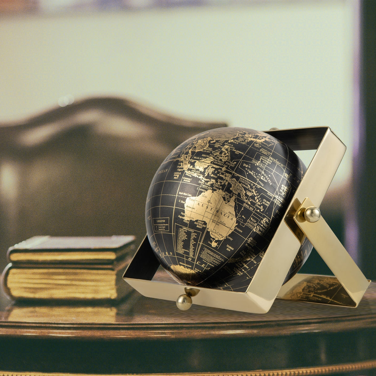 Geographic 6/ 8/ 10 Inch World Globe with Clear Printing and Square Frame
