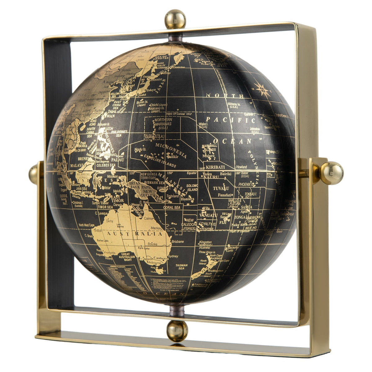 Geographic 6/ 8/ 10 Inch World Globe with Clear Printing and Square Frame