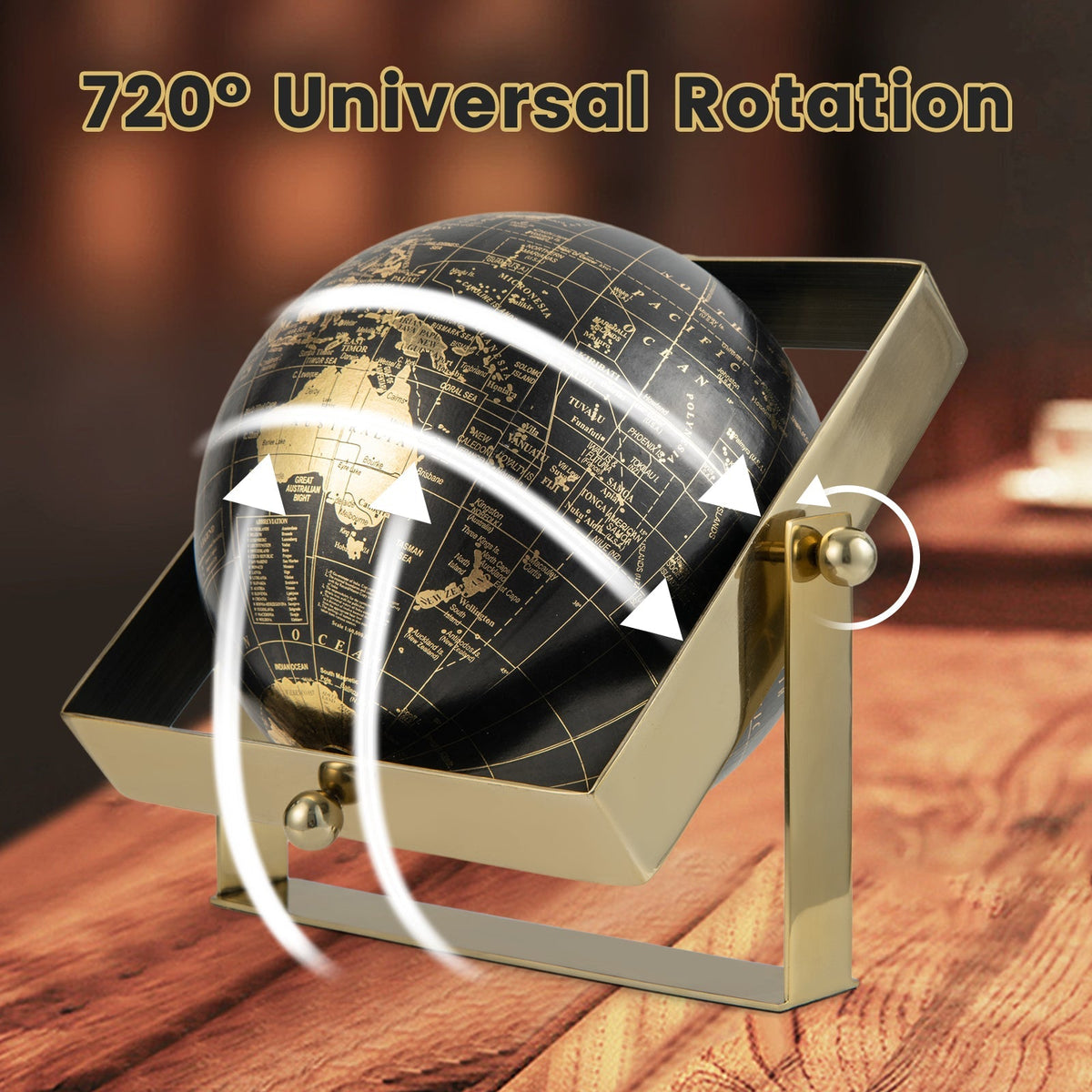 Geographic 6/ 8/ 10 Inch World Globe with Clear Printing and Square Frame