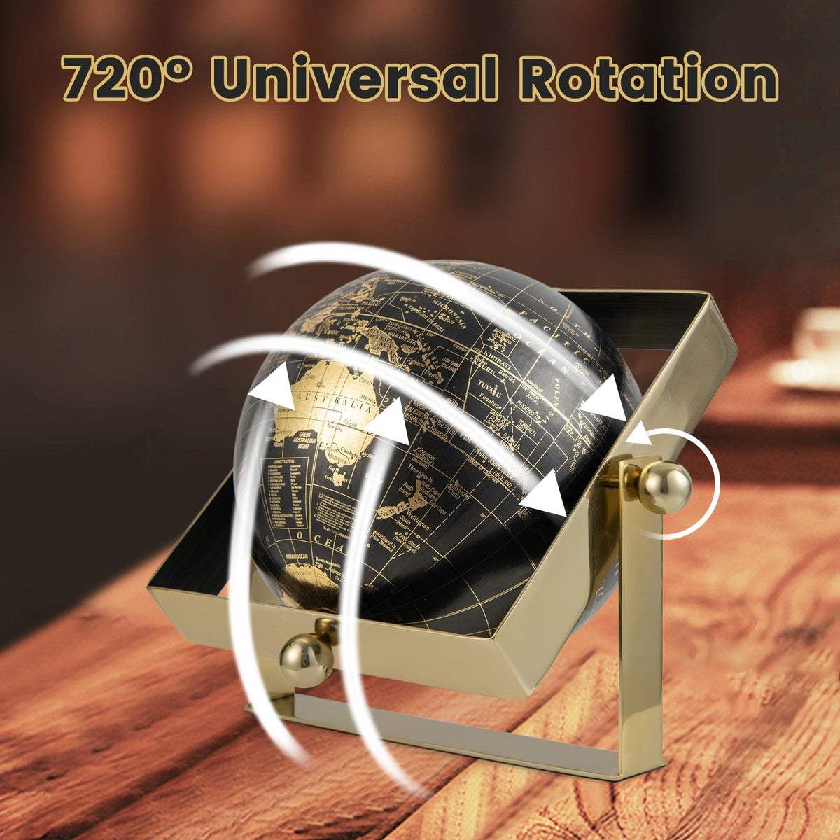 Geographic 6/ 8/ 10 Inch World Globe with Clear Printing and Square Frame