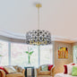Modern K9 Crystal Geometric Chandelier | 5-Light Black & Gold Round Pendant Light — 19"–39" Adjustable, Dining Room, Living Room & Bedroom