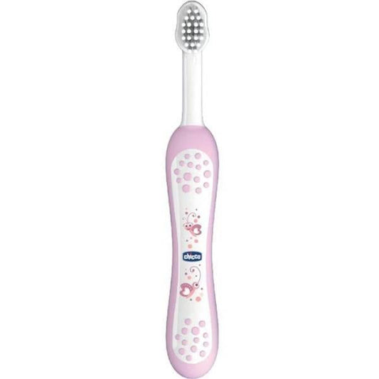 Chicco Baby Toothbrush 6+ Months - Extra Soft Bristles, Gentle Oral Care for Infants, Ergonomic Non-Slip Handle, Fun Designs