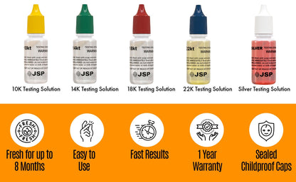 Gold and Silver Jewelry Testing Solutions Kit 10k 14k 18k 22k 24k Scratch Stone Acid Test Scrap Bars Coins