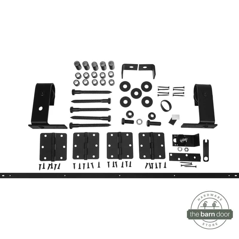 Modern J Top Mount Bifold Barn Door Hardware Kit | 2 Door Kit