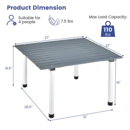 Folding Outdoor Camping Table with Carrying Bag for Picnics and Party-Gray