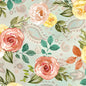 Green Seafoam Country Time Roses Cotton Wideback Fabric per yard