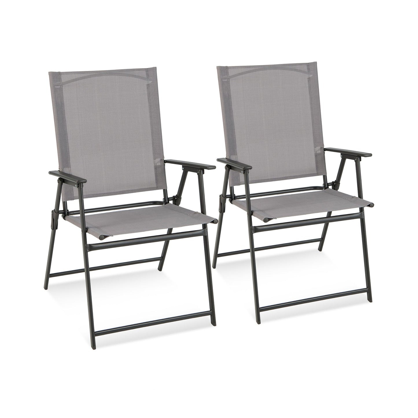 2 Pieces Patio Folding Chairs with Armrests for Deck Garden Yard