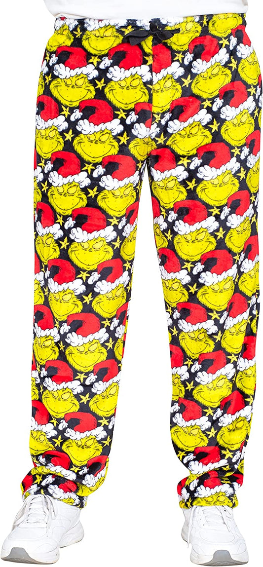 Grinch All Over Santa Hat Christmas Pajamas Lounge Pants