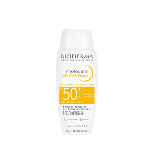 Bioderma Photoderm Mineral Fluid SPF 50+ Sunscreen Lotion for Sensitive Skin - Mineral Sunscreen, High Protection, Lightweight