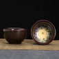1-Pc Temmoku Glaze Jian Zhan Porcelain Kung Fu Tea Cup - Handmade Ceramic Teacup for Oolong & Pu'er