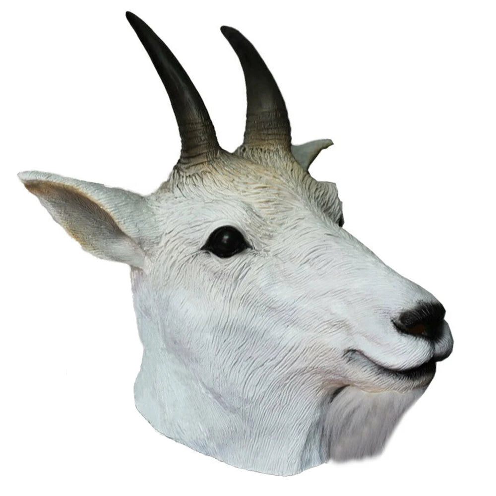 Adult Full-Head Latex Animal Mask, Goat, Sheep or Antelope