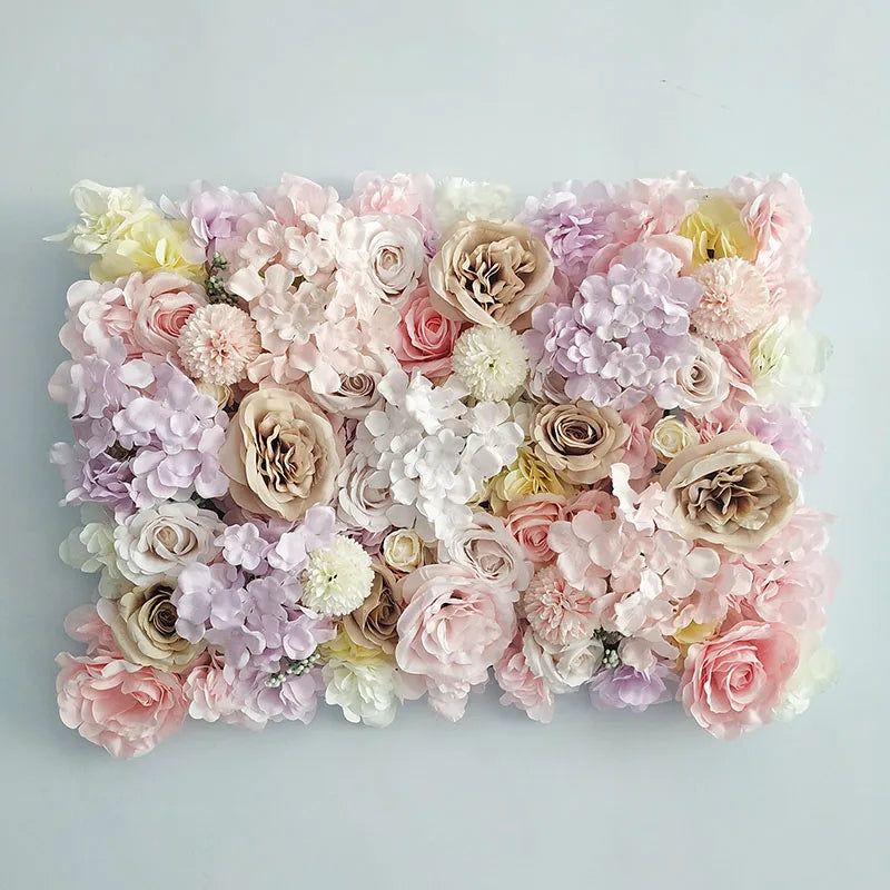 MEIHON Silk Rose Flower Wall Panel - 60x40cm Artificial Backdrop, Connectable, 34 Color Options for Wedding, Home & Events
