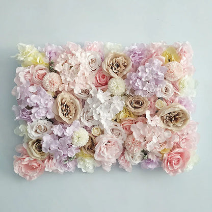 MEIHON Silk Rose Flower Wall Panel - 60x40cm Artificial Backdrop, Connectable, 34 Color Options for Wedding, Home & Events
