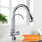 Black 360° Rotating Kitchen Faucet with Pull-Out Sprayer – 3-Way Filtered Hot & Cold Mixer Tap