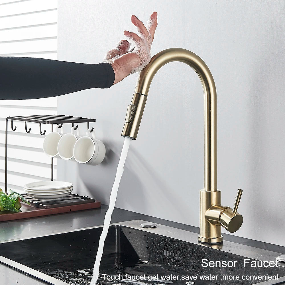 Pull-Out Kitchen Faucet with Touch Control Option and 360° Spout