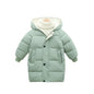 Kids Hooded Long Down Parka Coat - Warm Zippered Winter Jacket for Boys & Girls