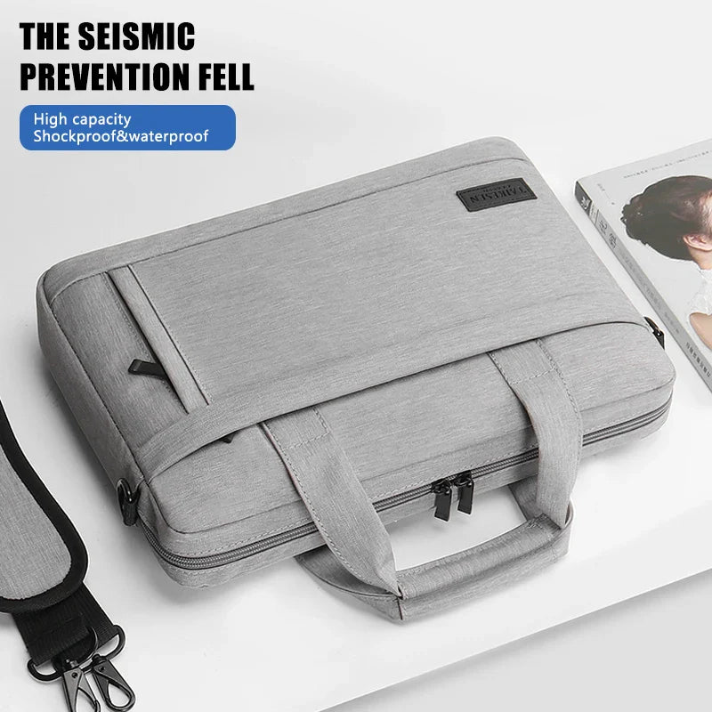 Canvas Laptop Sleeve Briefcase 13–17 Inch — Zippered Shoulder Handbag