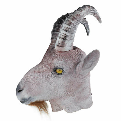 Adult Full-Head Latex Animal Mask, Goat, Sheep or Antelope