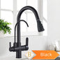 Black 360° Rotating Kitchen Faucet with Pull-Out Sprayer – 3-Way Filtered Hot & Cold Mixer Tap